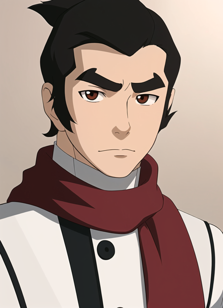 3978527967-1967466074-the legend of korra, masterpiece, best quality, 1boy, male focus, solo, black hair, brown eyes, looking at viewer, scarf, frown,.png